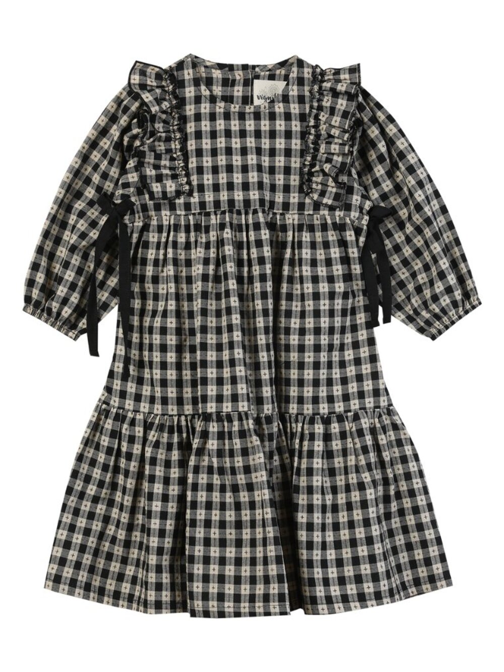 NWT - Black Check Cotton Dress for Girl Size 5Y